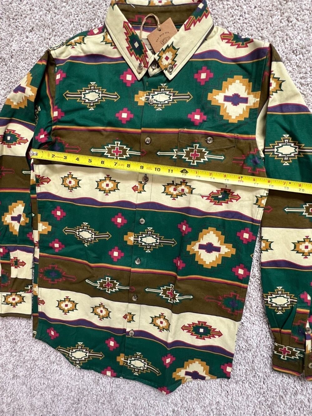Ottway Mens Western Shirt Southwestern Aztec Print Long Sleeve Button Up Casual - Picture 2 of 9